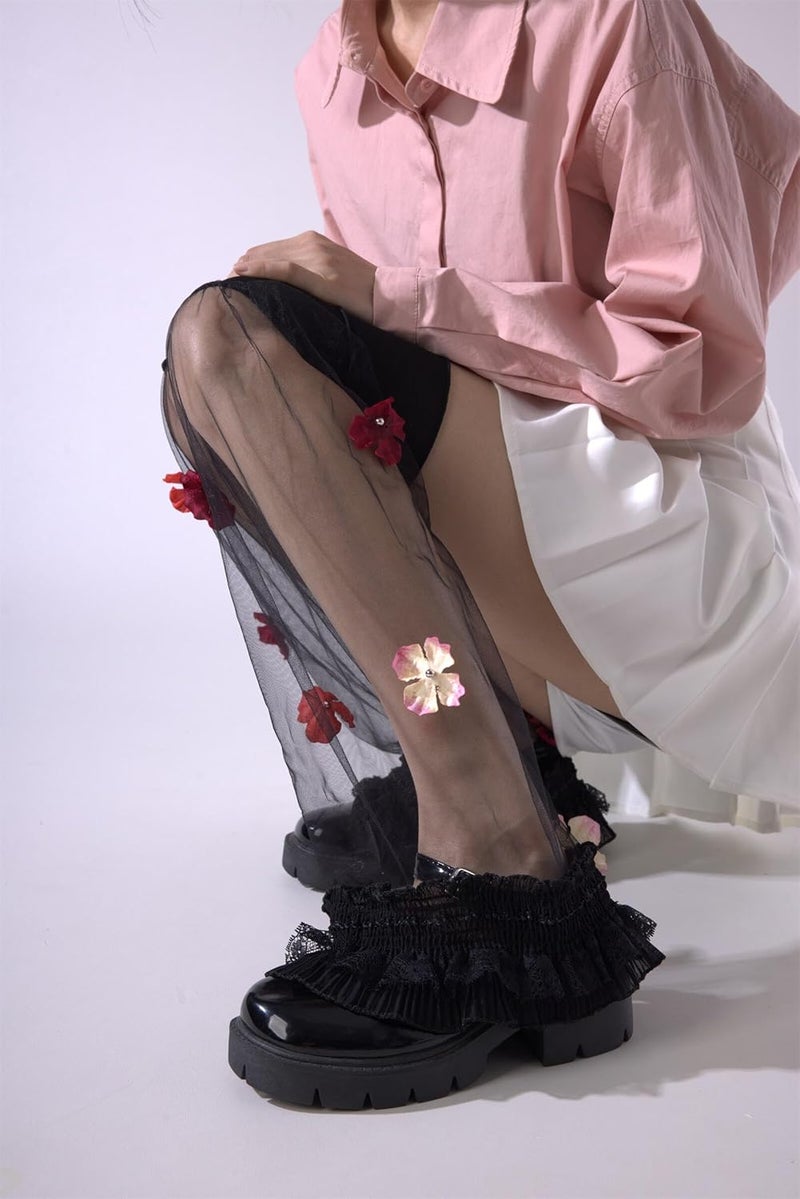SherryDC Girl's Y2k Kawaii Leg Warmers Cute Lace Harajuku Leg Sleeves Gothic Lolita Long Slouch Socks for Women - Image 5